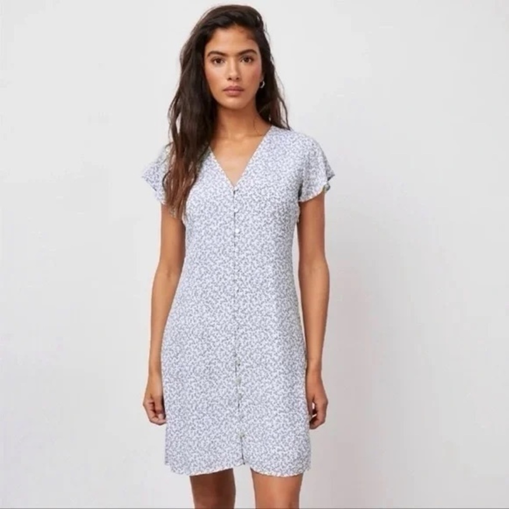 Rails Helena Blue Garden Floral Button Front Mini Dress Size S